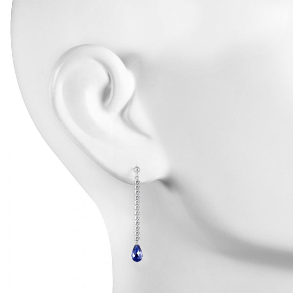 ブルーサファイア/ダイヤモンド プラチナピアス(クレサンベール/ブリオレット/テニス/9月誕生石)《WEPS3469》