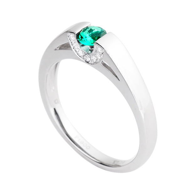 エメラルド/ダイヤモンド プラチナリング(クレサンベール/タンク/5月誕生石)《WRGE3132》