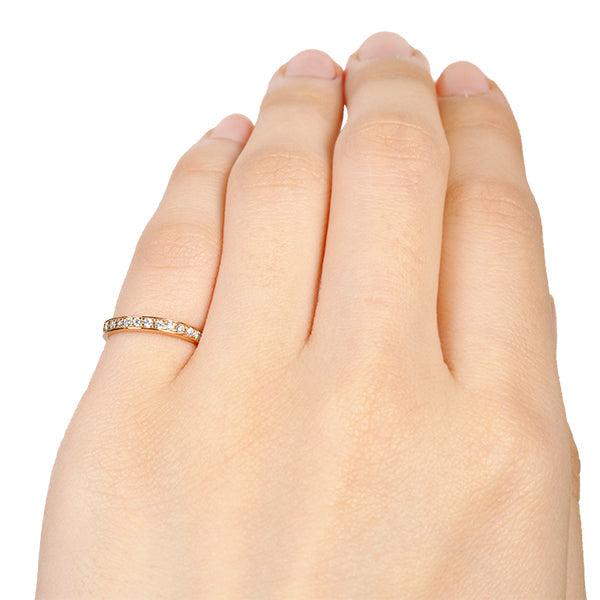 ダイヤモンド K18リング(計0.15カラット/ピンキーリング/ハーフエタニティ/4月誕生石)《B03D3134》