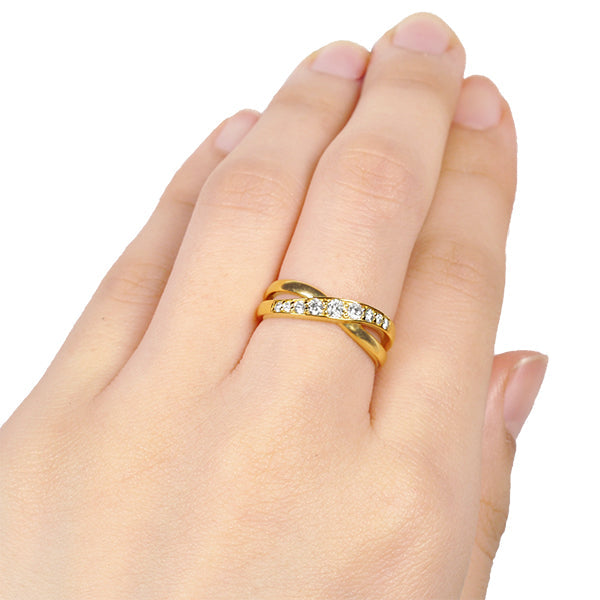 ダイヤモンド K18リング(計0.3カラット/クロスモチーフ/4月誕生石)《BRGD3038W》