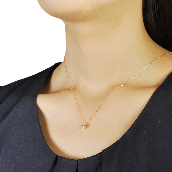 ダイヤモンド K18ネックレス(0.3カラット/HカラーUP/SI2UP/GoodUP/一粒/イニシャル/4月誕生石)《JPDD1253》