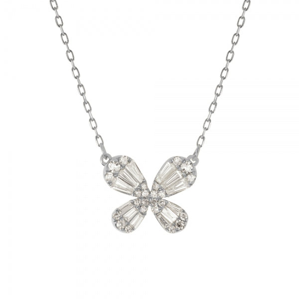 ダイヤモンド K18ネックレス(計0.3カラット/テーパーバケット/蝶モチーフ/4月誕生石)《WPDD3915》