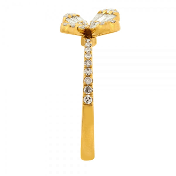 ダイヤモンド K18リング(計0.4カラット/テーパーバケット/蝶モチーフ/4月誕生石)《WRGD3902》