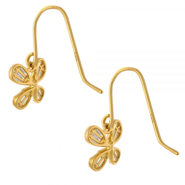 ダイヤモンド K18ピアス(計0.46カラット/テーパーバケット/蝶モチーフ/フック/4月誕生石)《WEPD3922》