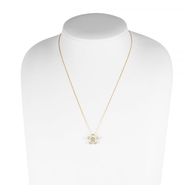 ダイヤモンド K18ネックレス(計0.47カラット/テーパーバケット/フラワーモチーフ/4月誕生石)《WPDD3914》