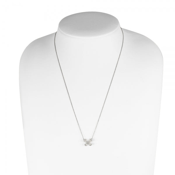 ダイヤモンド K18ネックレス(計0.3カラット/テーパーバケット/蝶モチーフ/4月誕生石)《WPDD3915》