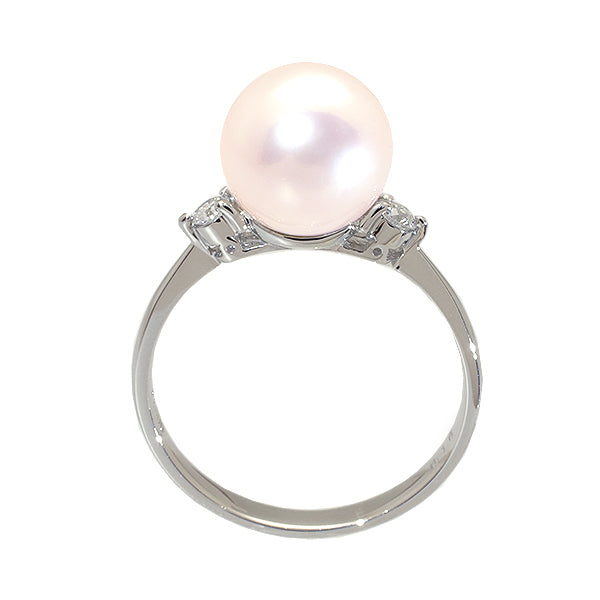 パール/ダイヤモンド プラチナリング(花珠/アコヤ真珠/8.5mmUP/6月誕生石/花珠鑑別鑑定書付き)《JRGQ1012》