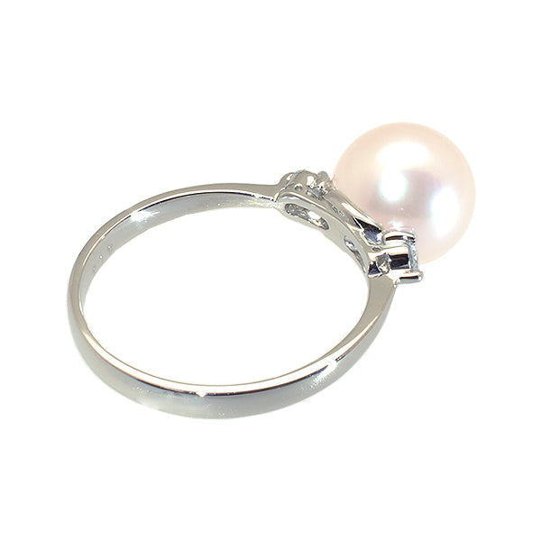 パール/ダイヤモンド プラチナリング(花珠/アコヤ真珠/8.5mmUP/6月誕生石/花珠鑑別鑑定書付き)《JRGQ1012》