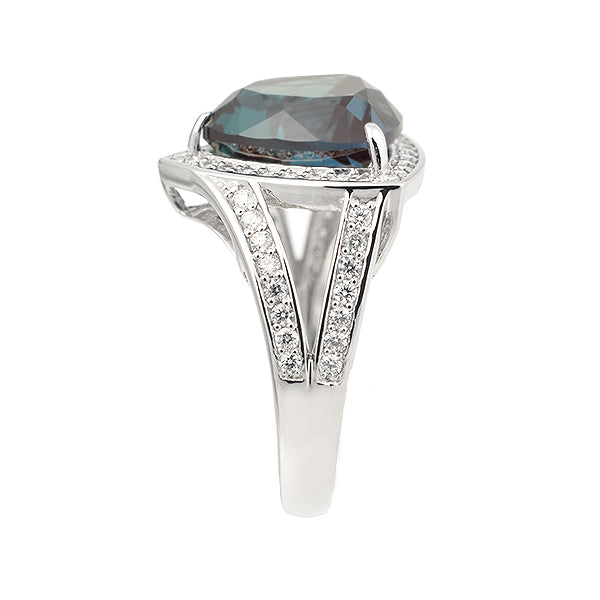 アレキサンドライト/ダイヤモンド PTリング(クレサンベール/40周年/トリリアント/6月誕生石)《WRGA2703》
