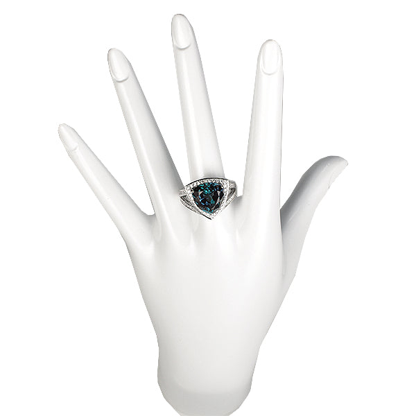 アレキサンドライト/ダイヤモンド PTリング(クレサンベール/40周年/トリリアント/6月誕生石)《WRGA2703》