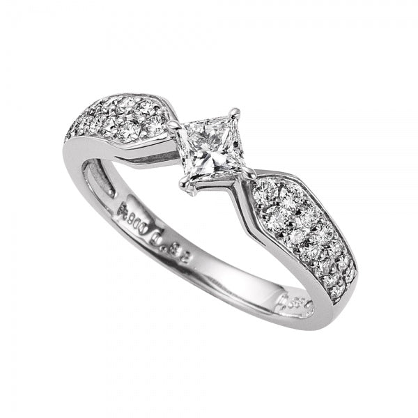 ダイヤモンド PTリング(0.3カラット/Dカラー/IF(インターナリーフローレス)/プリンセス/一粒/4月誕生石/GIAグレーディングレポート付き)