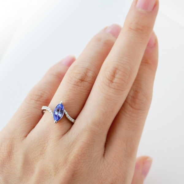 タンザナイト/ダイヤモンド PTリング(マーキス/12月誕生石)《WRGN3337》