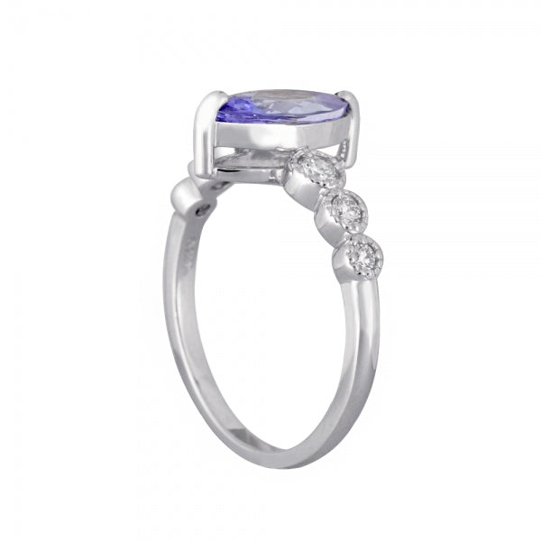 タンザナイト/ダイヤモンド PTリング(マーキス/ミル打ち/12月誕生石)《WRGN3338》