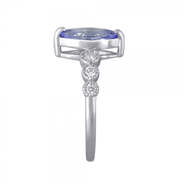 タンザナイト/ダイヤモンド PTリング(マーキス/ミル打ち/12月誕生石)《WRGN3338》