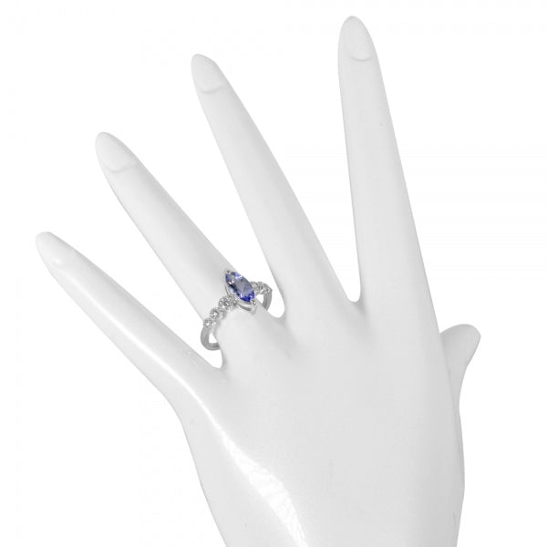 タンザナイト/ダイヤモンド PTリング(マーキス/ミル打ち/12月誕生石)《WRGN3338》