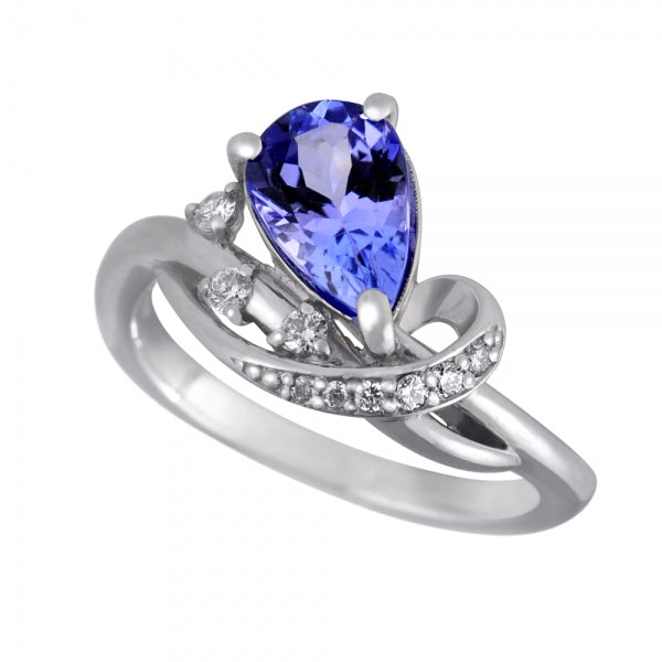 タンザナイト/ダイヤモンド PTリング(ペアシェイプ/12月誕生石)《WRGN3344》