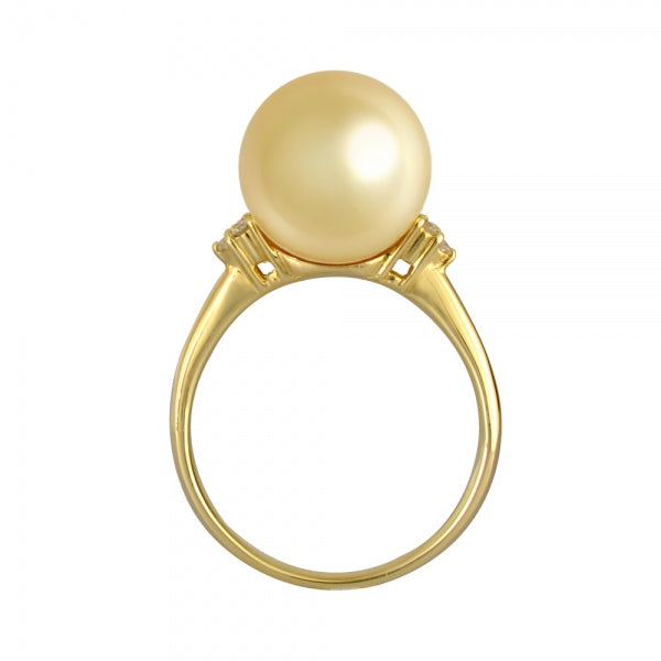 パール/ダイヤモンド K18リング(白蝶真珠/オーロラ茶金/ゴールド系/10.0mmUP/6月誕生石/真珠鑑別鑑定書付き)《JRGQ1236》