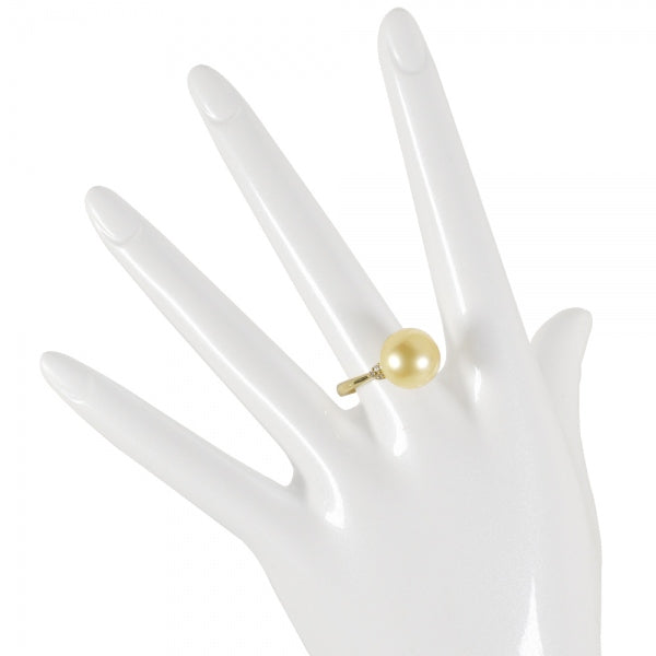 パール/ダイヤモンド K18リング(白蝶真珠/オーロラ茶金/ゴールド系/10.0mmUP/6月誕生石/真珠鑑別鑑定書付き)《JRGQ1236》