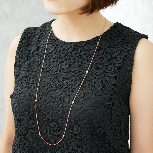 ダイヤモンド K18ネックレス(計0.45カラット/ステーション/ロング/リバーシブル/4月誕生石)《JNKD1290》