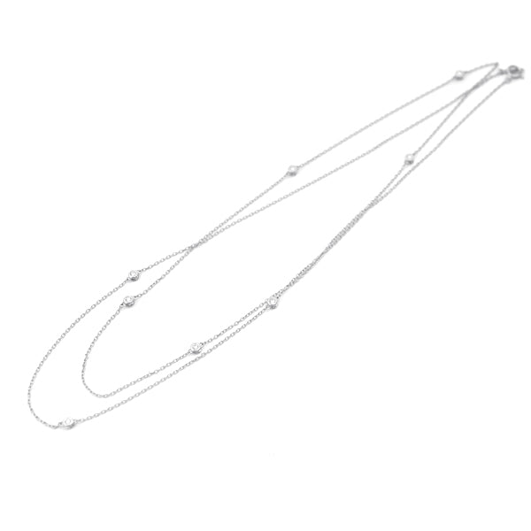 ダイヤモンド プラチナネックレス(計0.45カラット/ステーション/ロング/リバーシブル/4月誕生石)《JNKD1289》