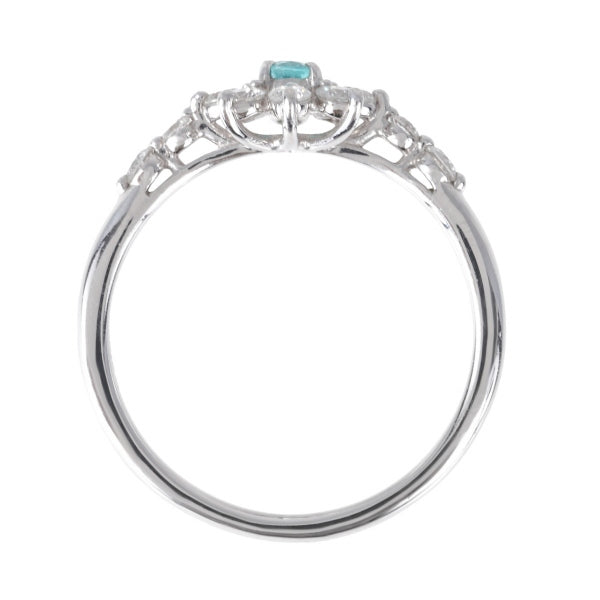 トルマリン/ダイヤモンド プラチナリング(ネオンブルー/オーバル/フラワーモチーフ/10月誕生石)《JRGN1804》