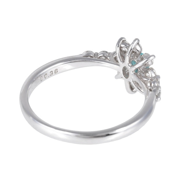 トルマリン/ダイヤモンド プラチナリング(ネオンブルー/オーバル/フラワーモチーフ/10月誕生石)《JRGN1804》