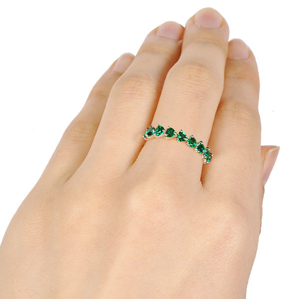 エメラルド K18リング(クレサンベール/ハートモチーフ/5月誕生石)《BRGE7618》