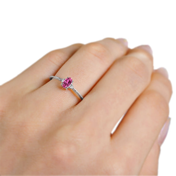 ピンクサファイア/ダイヤモンド K18リング(クレサンベール/ミル打ち/アンティーク風/9月誕生石)《BRGM7620》