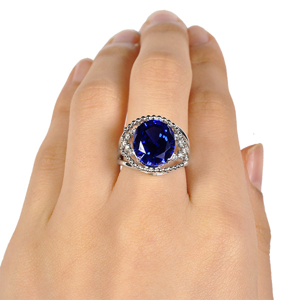 ブルーサファイア/ダイヤモンド PTリング(クレサンベール/オーバル/9月誕生石)《WRGS2696》