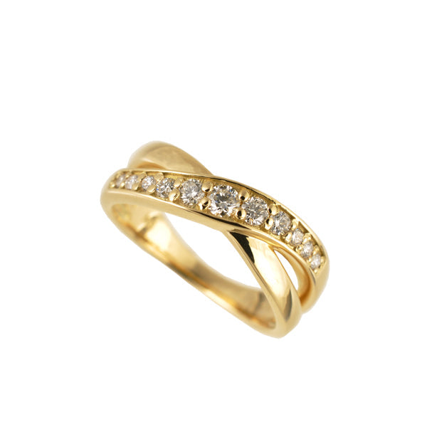 ダイヤモンド K18リング(計0.15カラット/ピンキーリング/クロスモチーフ/4月誕生石)《B03D3142》