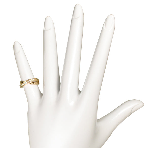 ダイヤモンド K18リング(計0.15カラット/ピンキーリング/クロスモチーフ/4月誕生石)《B03D3142》