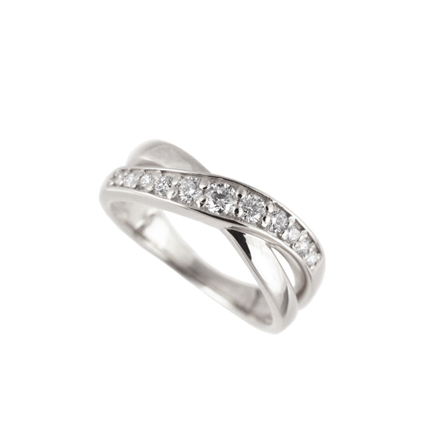 ダイヤモンド PTリング(計0.15カラット/ピンキーリング/クロスモチーフ/4月誕生石)