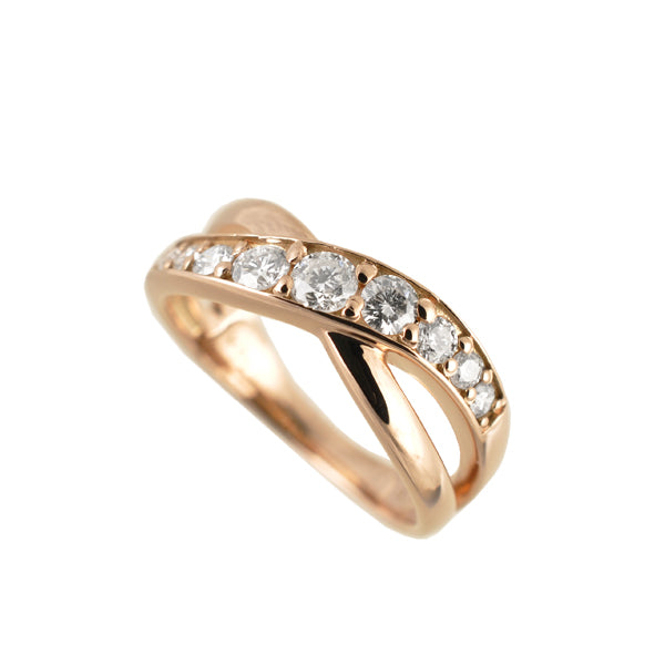 ダイヤモンド K18リング(計0.3カラット/ピンキーリング/クロスモチーフ/4月誕生石)《B03D3146》