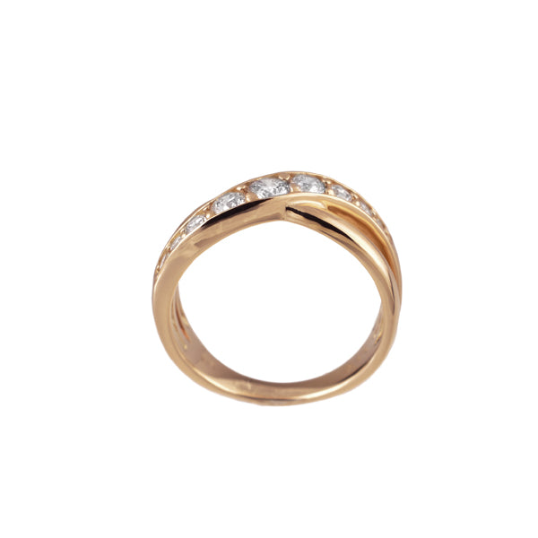 ダイヤモンド K18リング(計0.3カラット/ピンキーリング/クロスモチーフ/4月誕生石)《B03D3146》