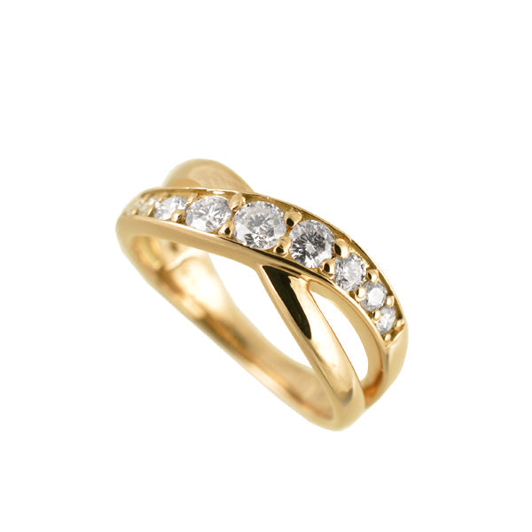 ダイヤモンド K18リング(計0.3カラット/ピンキーリング/クロスモチーフ/4月誕生石)《B03D3145》