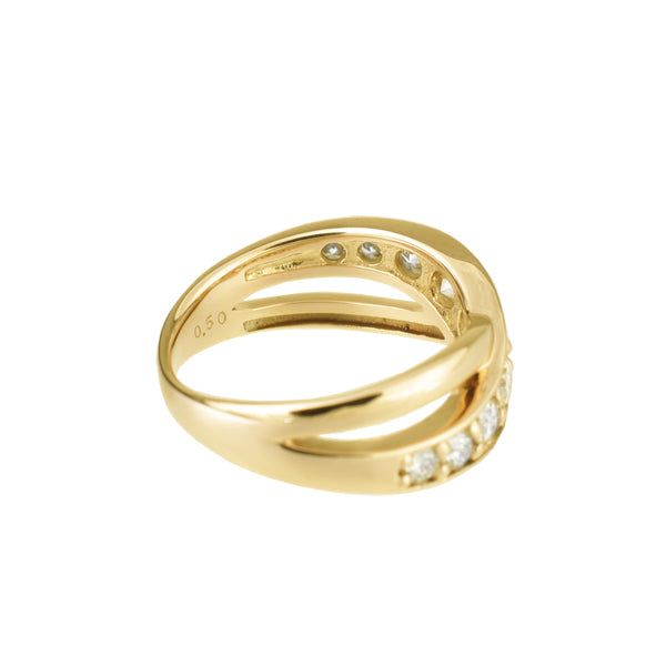 ダイヤモンド K18リング(計0.5カラット/ピンキーリング/クロスモチーフ/4月誕生石)《B03D3148》