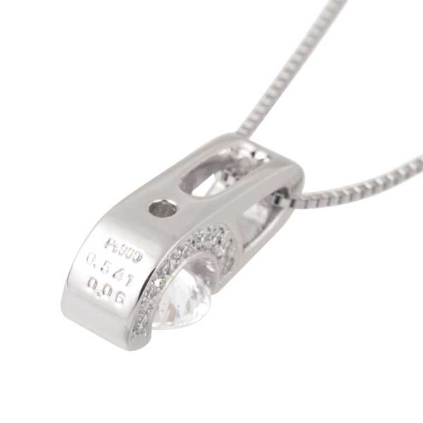 ダイヤモンド PTネックレス(0.5カラット/Eカラー/SI2UP/EXCELLENT/一粒/タンク/4月誕生石/グレーディングレポート付き)《WPDD3177》