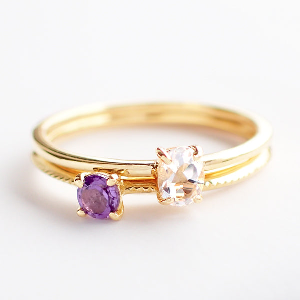 アメシスト K18リング(パレット/ミル打ち/2月誕生石)《WRGN2999》