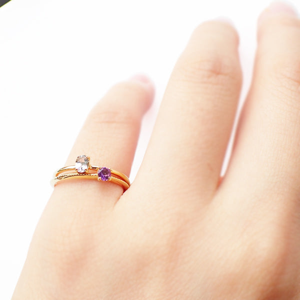 アメシスト K18リング(パレット/ミル打ち/2月誕生石)《WRGN2999》