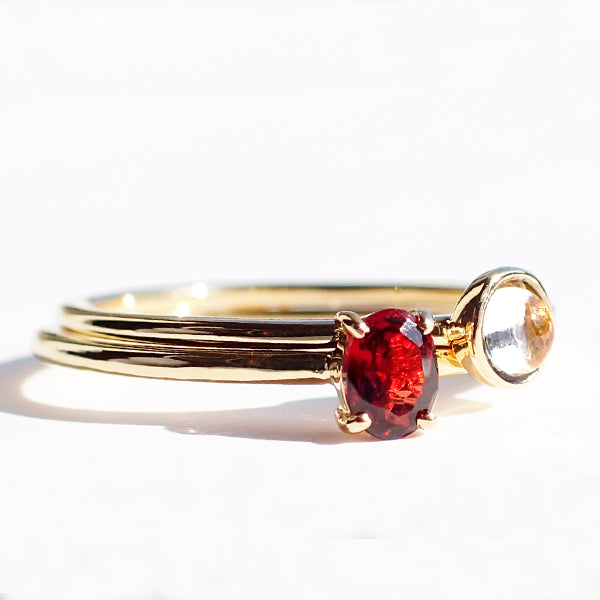 ガーネット K18リング(パレット/オーバル/ライン/1月誕生石)《WRGN3016》