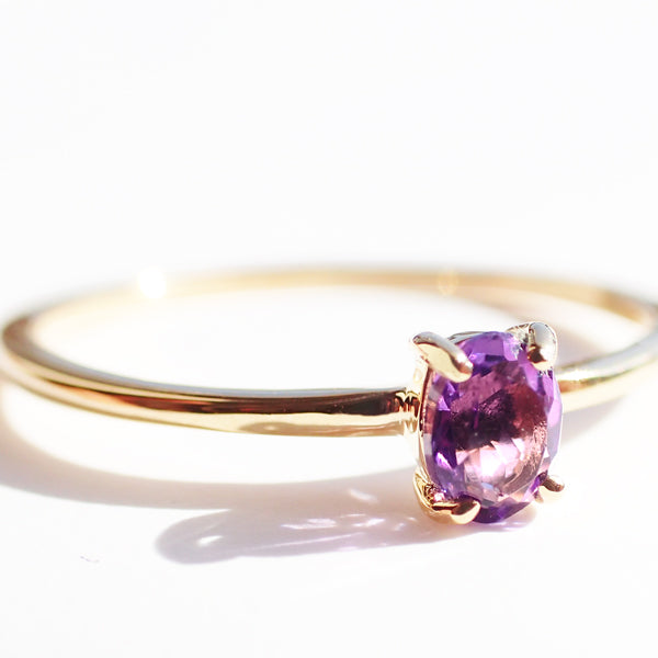 アメシスト K18リング(パレット/オーバル/ライン/2月誕生石)≪WRGN3017≫