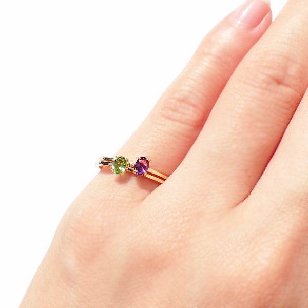 アメシスト K18リング(パレット/オーバル/ライン/2月誕生石)≪WRGN3017≫