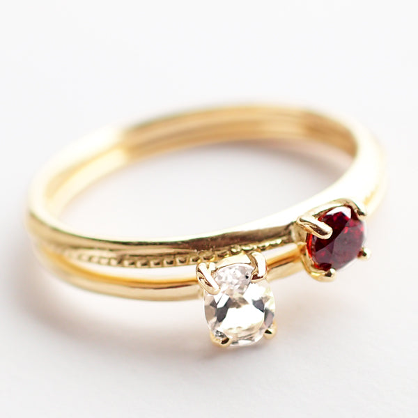 クオーツ K18リング(クオーツ/パレット/オーバル/ライン/4月誕生石)《WRGN3019》