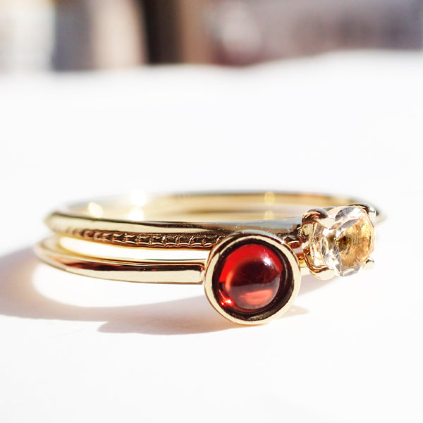 ガーネット K18リング(パレット/カボションカット/フクリン/1月誕生石)《WRGN3023》