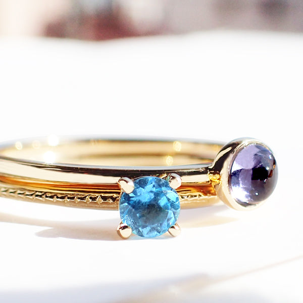 タンザナイト K18リング(パレット/カボションカット/フクリン/12月誕生石)《WRGN3029》