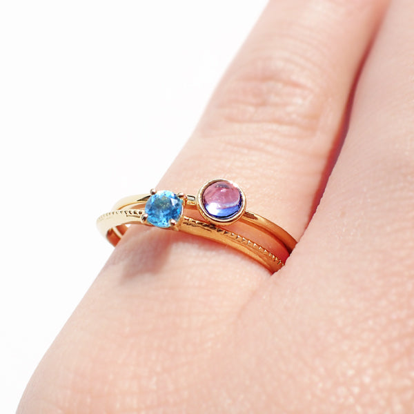 タンザナイト K18リング(パレット/カボションカット/フクリン/12月誕生石)《WRGN3029》