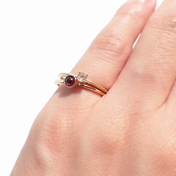 ガーネット K18リング(パレット/カボションカット/フクリン/1月誕生石)《WRGN3023》