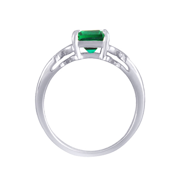 エメラルド/ダイヤモンド K18リング(クレサンベール/エメラルドカット/蝶モチーフ/5月誕生石)《WRGE3198》