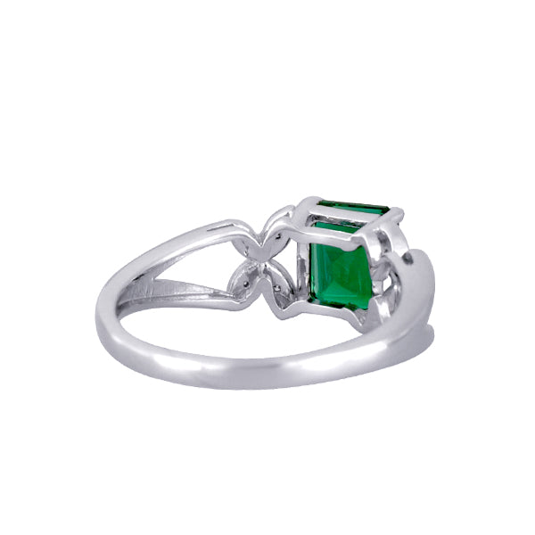 エメラルド/ダイヤモンド K18リング(クレサンベール/エメラルドカット/蝶モチーフ/5月誕生石)《WRGE3198》