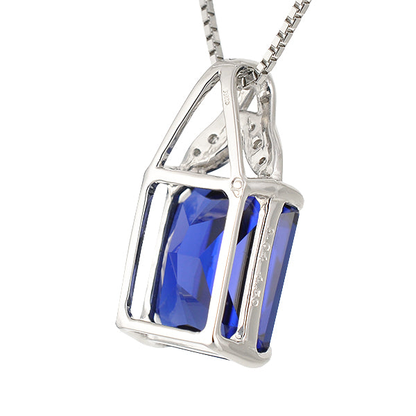 ブルーサファイア/ダイヤモンド プラチナネックレス(クレサンベール/ラディアントカット/9月誕生石)《WPDS2701》